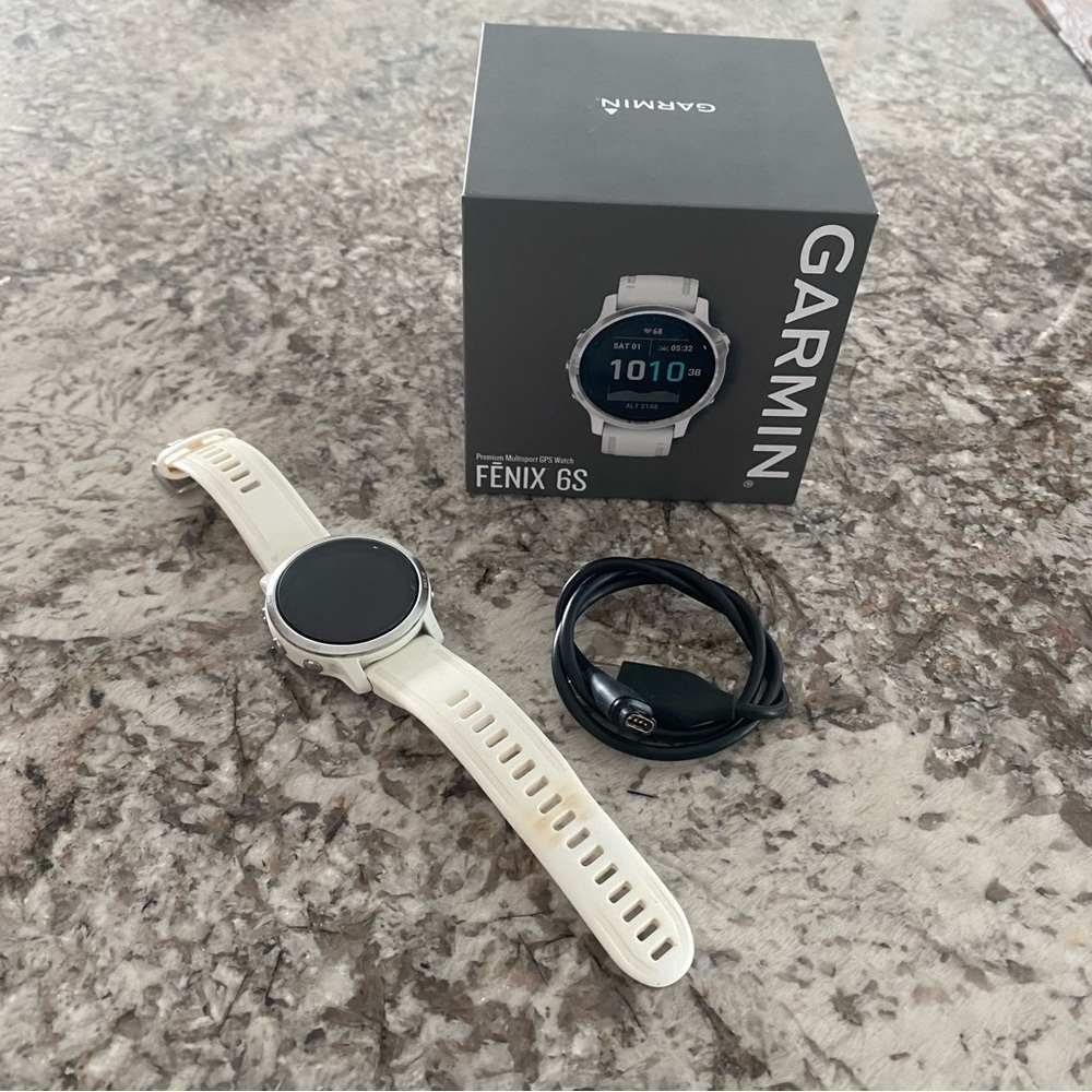 Garmin Fenix 6s Watch White Silver Bezel 42mm